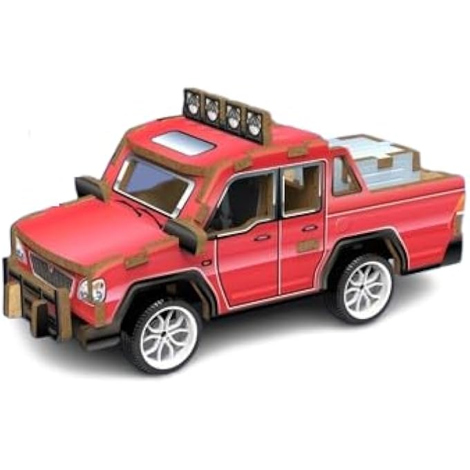 3D WOODEN PICK-UP TRUCK PUZZLE WITH PULL-BACK GEAR  DIY MODEL BUILDING KIT FOR KIDS & ADULTS (26 PIECES, STEM LEARNING, ECO-FRIENDLY WOOD, NO TOOLS NEEDED, AGE 6+) - Image 1